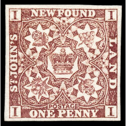 newfoundland stamp 1 pence first issue 1d 1857 M XFNG 014