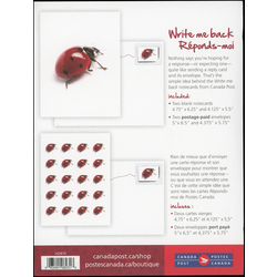 canada stamp prepaid postage cards u269 write me back ladybug 2012