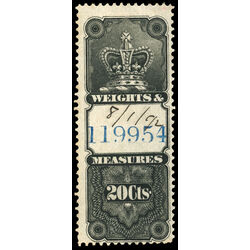 canada revenue stamp fwm27 weights and measures crown 20 1885