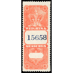 canada revenue stamp fwm33 weights and measures crown 1880