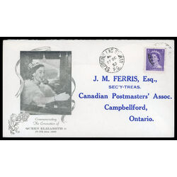 canada stamp 328 queen elizabeth ii 4 1953 FDC EVENT 019