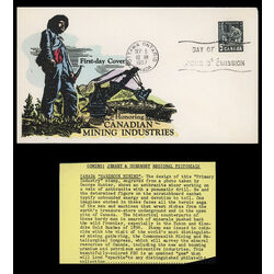 canada stamp 373 miner with drill 5 1957 FDC PC 006