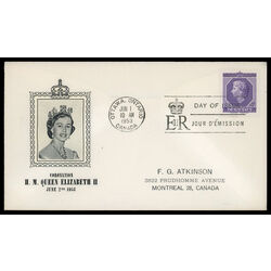 canada stamp 330 queen elizabeth ii 4 1953 FDC PC 015