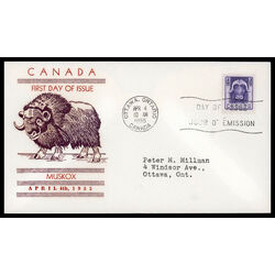 canada stamp 352 musk ox 4 1955 FDC PC 004