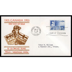 canada stamp 355 wheat and oil 5 1955 FDC PC 009