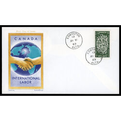 canada stamp 493 globe and tools 6 1969 FDC PC 013