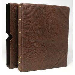 used brown 3 ring binder with slipcase