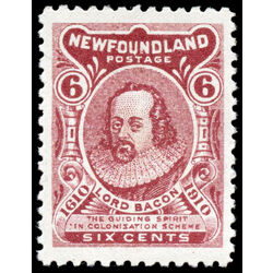 newfoundland stamp 92 lord bacon 6 1910