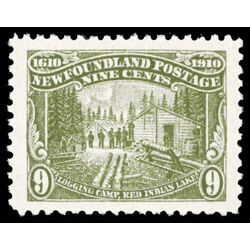 newfoundland stamp 94 logging camp 9 1910 M XF 017